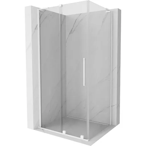 MEXEN/S - Velar L sprchovací kút, posuvné dvere 120 x 100, transparent, biela 871-120-100-03-20