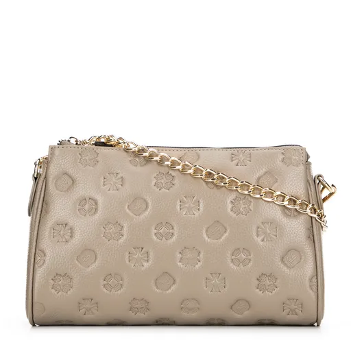 Kožená crossbody kabelka s razením strieborná 99-4E-307-S