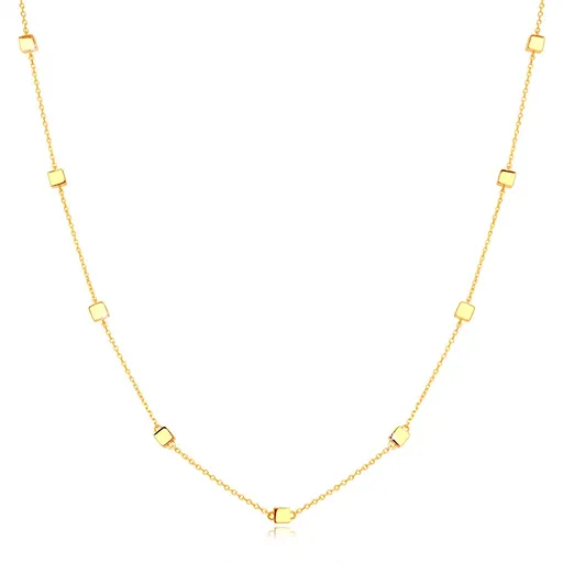 Náhrdelník v 9K žltom zlate - jemná retiazka s lesklými kockami