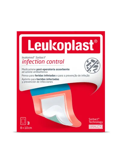 LEUKOPLAST LEUKOMED SORBACT absorbčná náplasť na rany vodeodolná 8 x 10 cm 3 ks