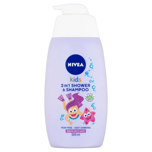 NIVEA Kids Detský sprchový gél a šampón 2v1 s vôňou lesného ovocia 500 ml