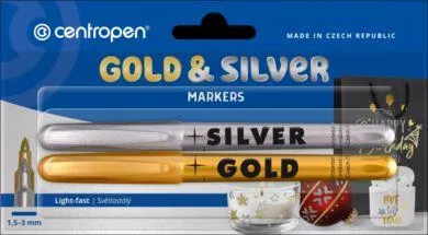 Popisovač Centropen 2690/2 strieborný a zlatý valcový hrot 1,5-3mm