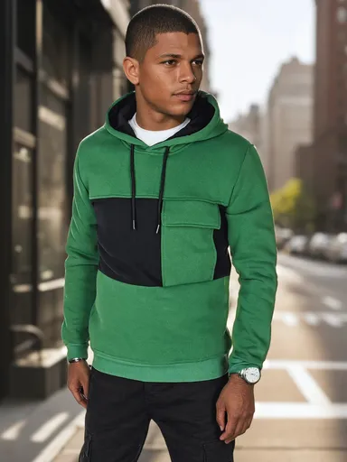 Pánska mikina s kapucňou, tmavozelená Dstreet BX5910