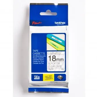 Brother originál páska do tlačiarne štítkov, Brother, TZE-141, černý tlač/priesvitný podklad, laminovaná, 8m, 18mm