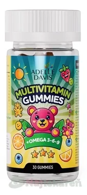 Adelle Davis MULTIVITAMIN GUMMIES + OMEGA 3,6,9 želatínové medvedíky, príchuť pomaranč 30ks
