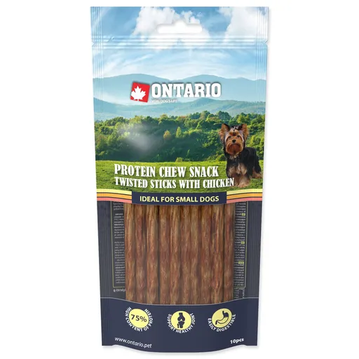 Pochúťka Ontario Protein kura, žuvacia krútená tyčinka 10ks 12,7cm, Small