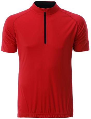 James & Nicholson Pánsky cyklistický dres s krátkym zipsom JN514 - Tomato / čierna | L