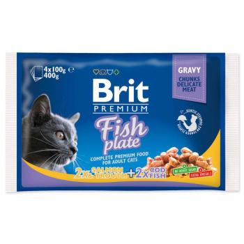 BRIT Premium Cat kapsa Fish Plate 4 x 100 g