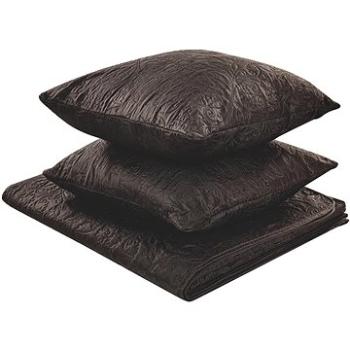 Sada embosovanej prikrývky na posteľ a vankúšov 200 × 220 cm hnedá RAYEN, 313739 (beliani_313739)