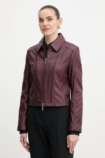 Kožená bunda Armani Exchange bordová farba, prechodná, XW000654 AF16212
