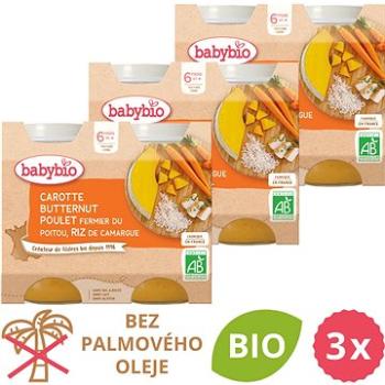 BABYBIO Mrkva s maslovou tekvícou, kuraťom a ryžou 3× (2× 200 g) (BABY11803s)