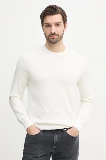 Bavlnený sveter Calvin Klein pánske, biela farba, tenký, LV040BM343