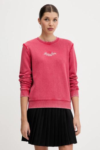 Bavlnená mikina Guess Jeans červená farba, s nášivkou, W5YQ28 KCPR1