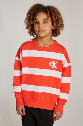 Detská bavlnená mikina Calvin Klein Jeans červená farba, vzorovaná, IB0IB02206