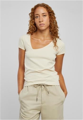 Urban Classics Ladies Organic Asymmetric Neckline Tee whitesand - 5XL