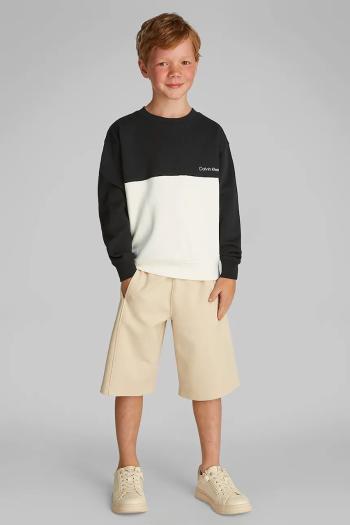 Detská bavlnená mikina Calvin Klein Jeans čierna farba, jednofarebná, IB0IB02470