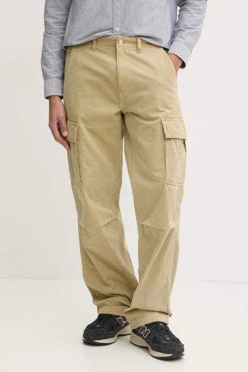 Bavlnené nohavice Tommy Jeans zelená farba, strih cargo, DM0DM20293
