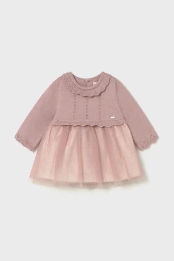 Šaty pre bábätká Mayoral Newborn ružová farba, mini, áčkový strih, 2815