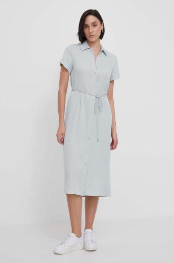 Šaty Calvin Klein šedá farba,midi,áčkový strih,K20K206657