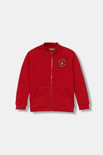 Detská bavlnená mikina United Colors of Benetton červená farba, s potlačou, 3J70G503X