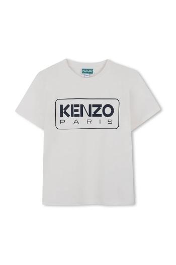 Detské bavlnené tričko Kenzo Kids biela farba, s potlačou, K61142