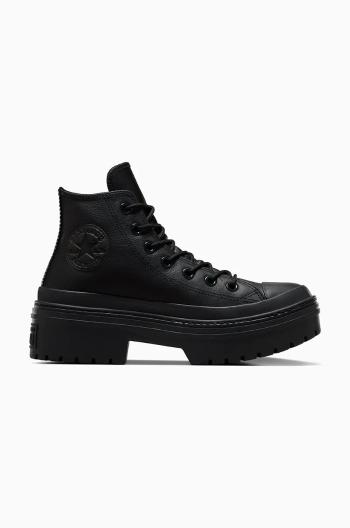 Kožené tenisky Converse Chuck Taylor All Star Lugged Heel dámske, čierna farba, A11548C