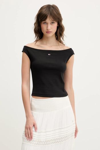 Top Tommy Jeans čierna farba, DW0DW20234