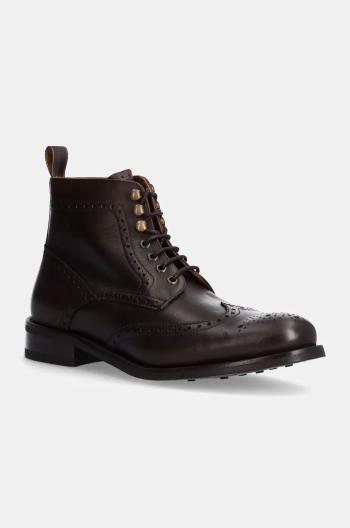 Kožená obuv Hackett London JAME BROGUEBOOT pánska, hnedá farba, HMS21425
