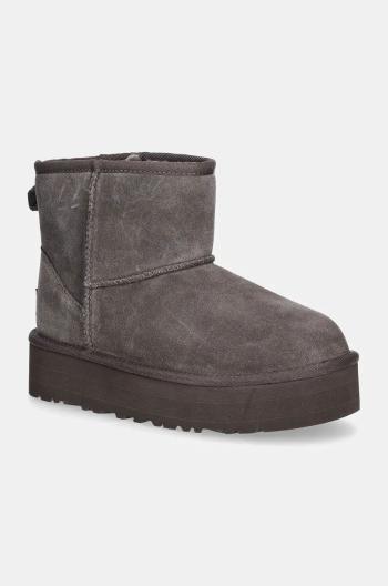 Detské semišové snehule UGG CLASSIC MINI PLATFORM hnedá farba