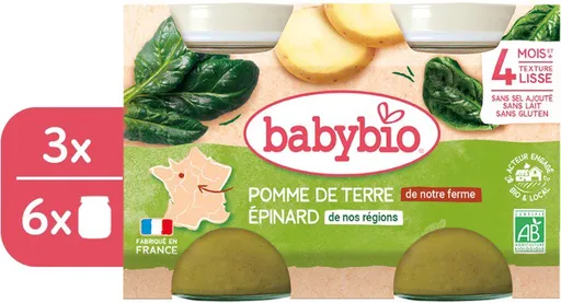BABYBIO Zemiaky so špenátom 3× (2× 130 g) (BABY11794s)