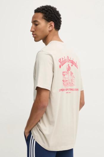 Bavlnené tričko adidas Originals Wabash pánske, béžová farba, s potlačou, JD0667