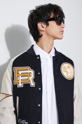 Bunda bomber s prímesou vlny Baracuta Varsity Bomber tmavomodrá farba, prechodná, BRCPS0996