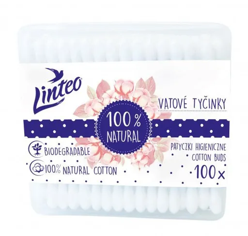 Vatové tyčinky eko Linteo 100ks box