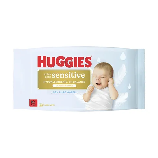HUGGIES Vlhčené obrúsky extra care sensitive single 48 kusov
