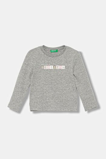 Detská bavlnená košeľa s dlhým rukávom United Colors of Benetton šedá farba, 3I9WG10JS