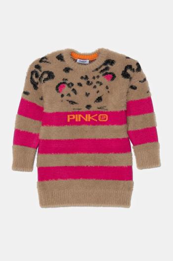 Dievčenské šaty Pinko Up béžová farba, mini, rovný strih, F4PIBGDR127