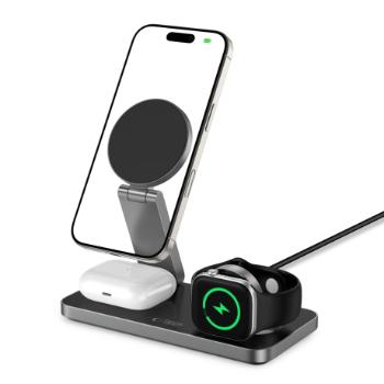 Tech-Protect A47 MagSafe bezdrôtová nabíjačka na mobil / AirPods / Apple Watch 15W, čierna