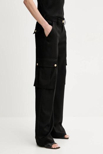 Nohavice Just Cavalli dámske, čierna farba, široké, vysoký pás, 78PAA115 N0463