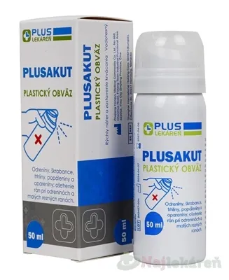 PLUS LEKÁREŇ PLUSAKUT Plastický obväz tekutá ochranná náplasť v spreji 1x50 ml