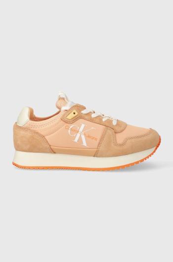 Tenisky Calvin Klein Jeans YW0YW00840 RUNNER SOCK LACEUP NY-LTH W oranžová farba, YW0YW00840