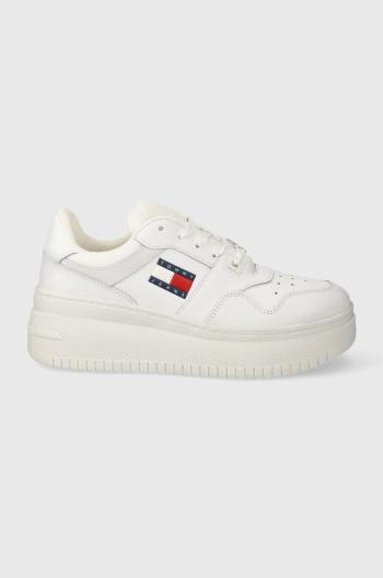 Tenisky Tommy Jeans TJW RETRO BASKET FLATFORM ESS biela farba, EN0EN02506