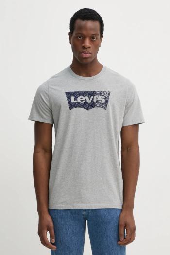 Bavlnené tričko Levi's GRAPHIC CREWNECK TEE pánske, šedá farba, s potlačou, 22491