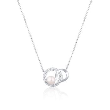 JwL Luxury Pearls Módny náhrdelník s pravou perlou a zirkónmi JL0751 (retiazka, prívesok)