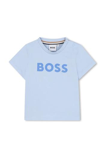Detské bavlnené tričko BOSS s potlačou, J52105