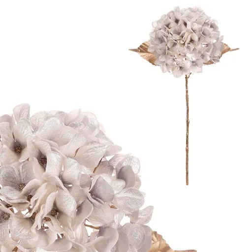 Umelá rezaná Hortenzia, biela s pozlátením, 65 cm