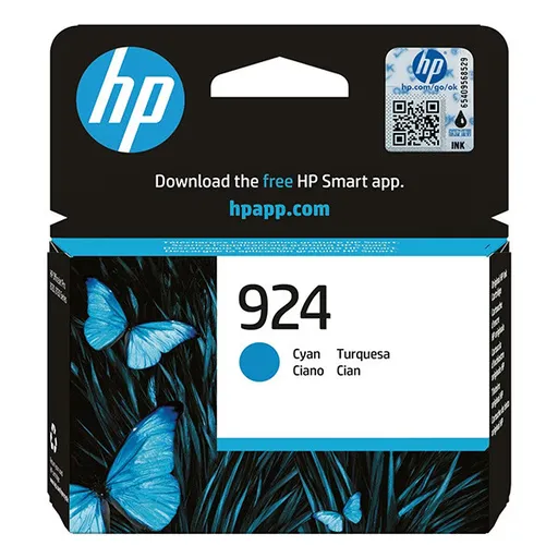HP originál ink 4K0U3NE#CE1, HP 924, cyan, 400str., HP OfficeJet Pro 8120e, 8130e, azurová