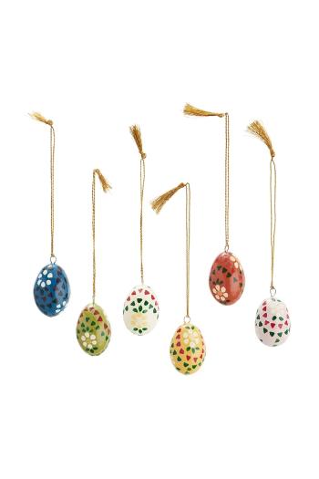 Vianočné dekorácie Handmadepapermacheeggs 6-pak viac farieb