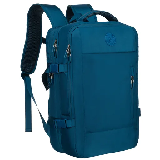 Modrý cestovný batoh Peterson s priehradkou na laptop 15,6” a USB portom