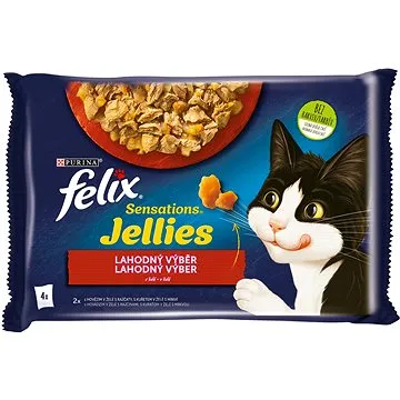 Felix Sensations Jellies s hovädzím a kuraťom v lahodnom želé 4× 85 g (7613039757604)