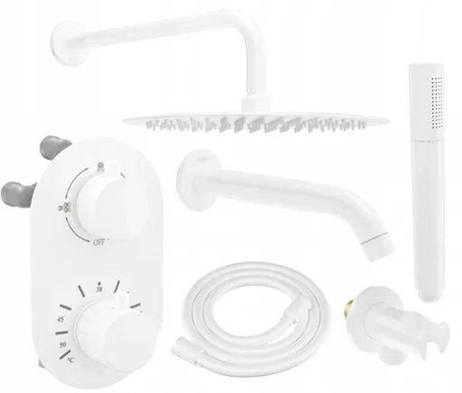 MEXEN/S - Kai DR70 podomietkový vaňový SET s výtokovou hubicou + slim sprcha 25, biela 77602DR70251-20